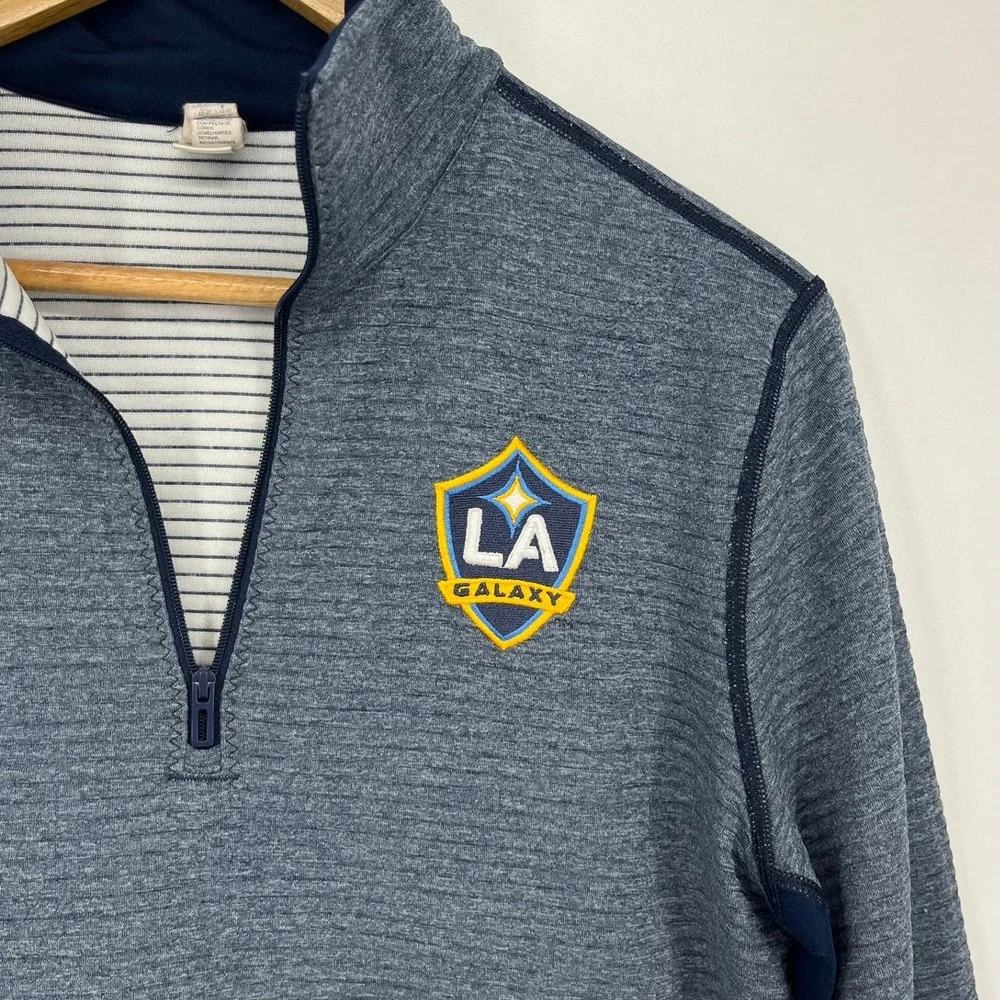 Adidas LA Galaxy Mens Large Quarter Zip Pullover Navy Blue Heathered MLS‎ Soccer